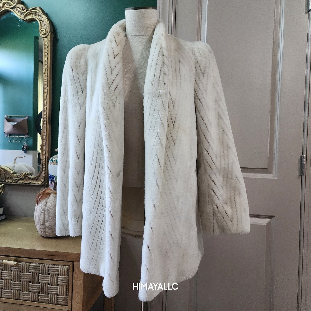 VINTAGE! JACQUES SAINT LAURENT FAUX FUR COAT